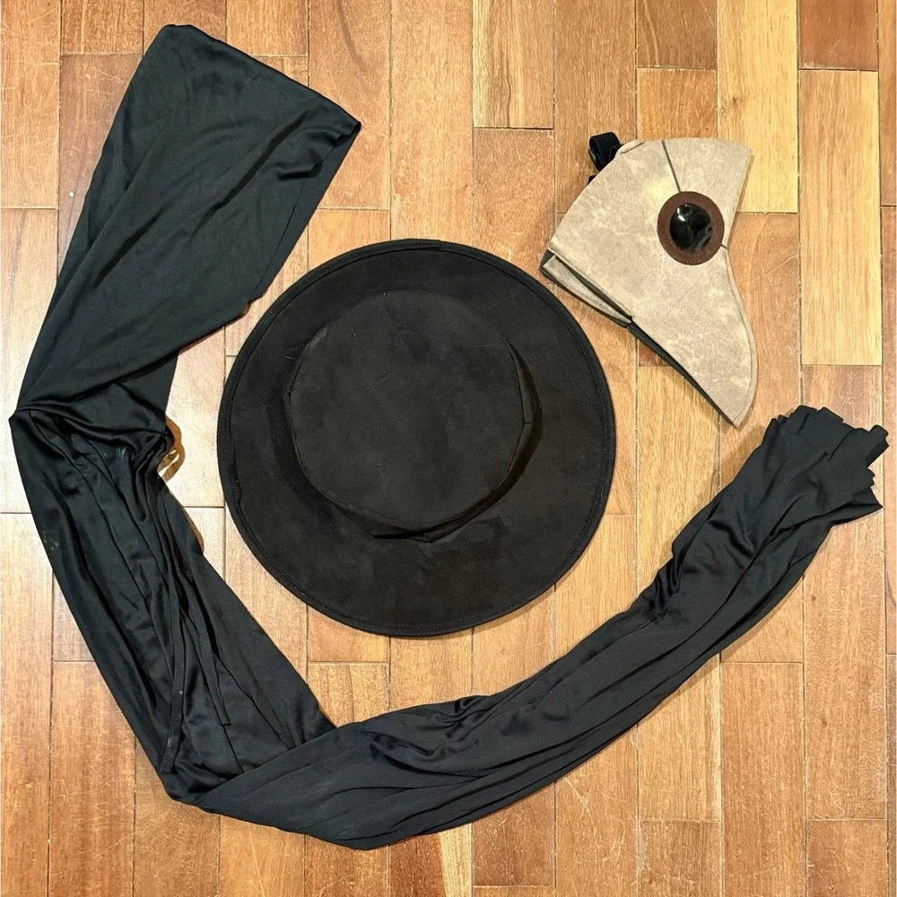 One Size Adult Elope PLAGUE DOCTOR Halloween Costume Mask Hat‎ Robe Cape Cosplay